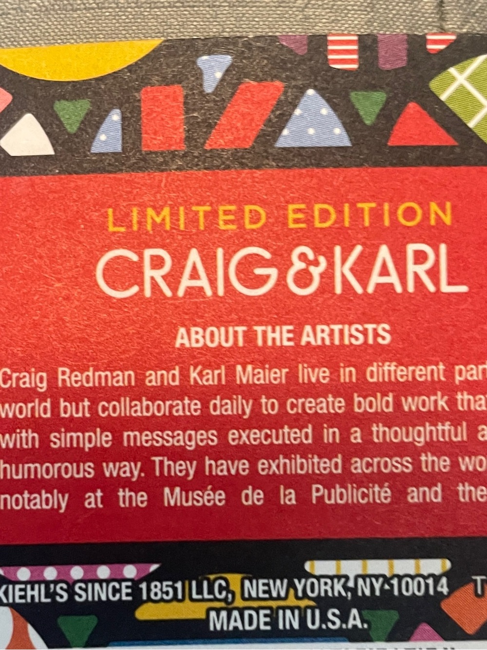 NWT Kiehl's Red Canvas Zip Cosmetic Bag Limited Edition by artists Craig & Karl - Picture 2 of 8